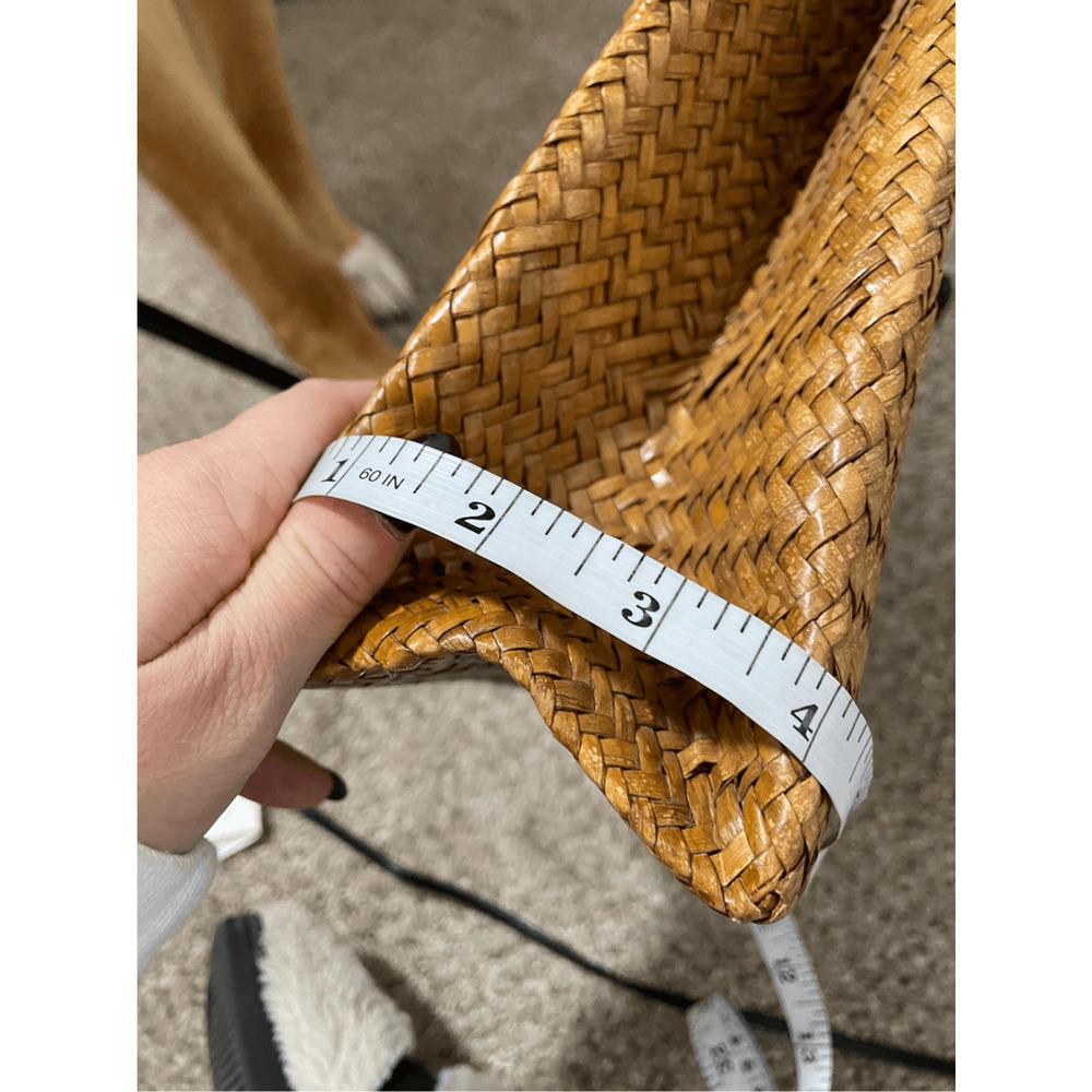 Woven Straw Women's Small Floral Earthly Bohemian Tote Eclectic Vintage Hippie - Picture 9 of 9